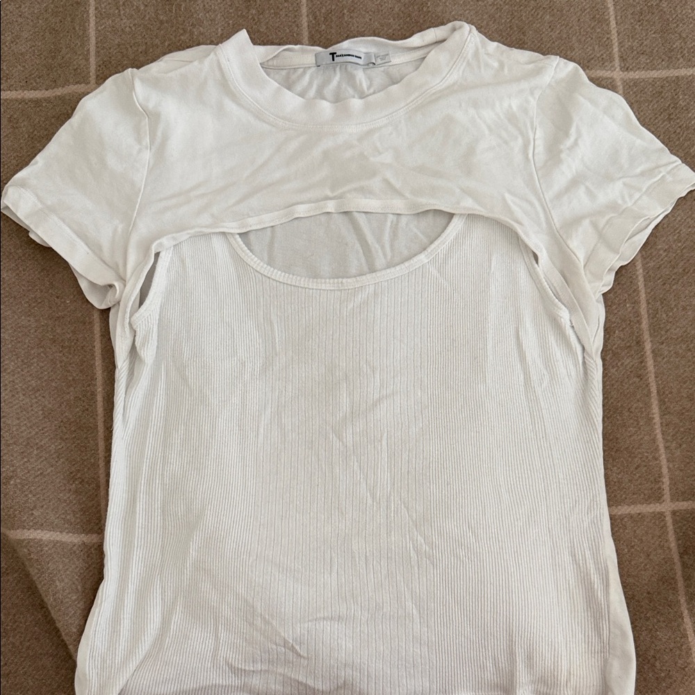 Elegant Cream Layered Short Sleeve Top
